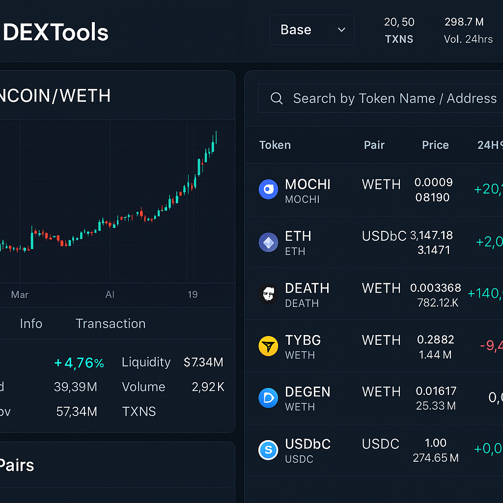 Dextools Base chain dashboard