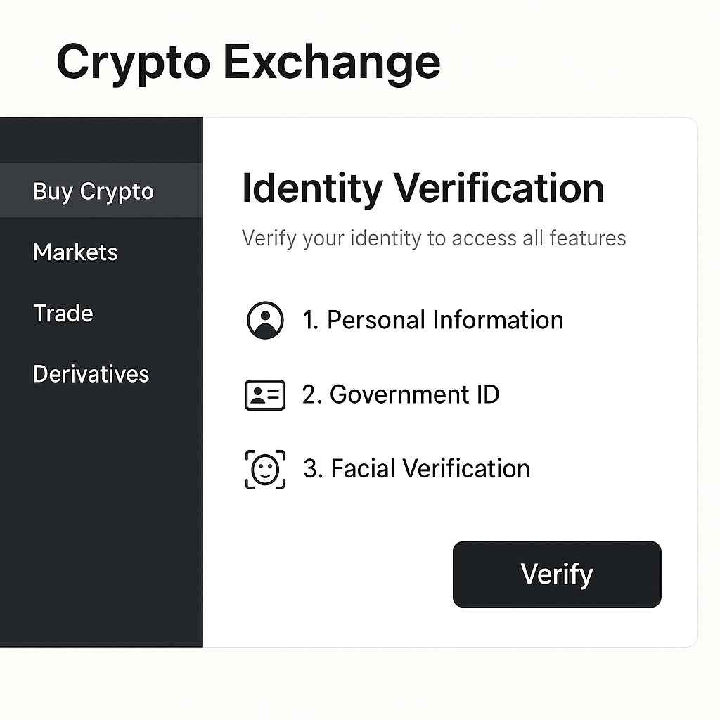 crypto exchange KYC verification process screenshot