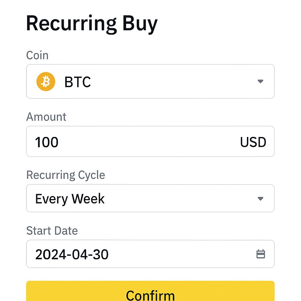 Binance recurring buy interface