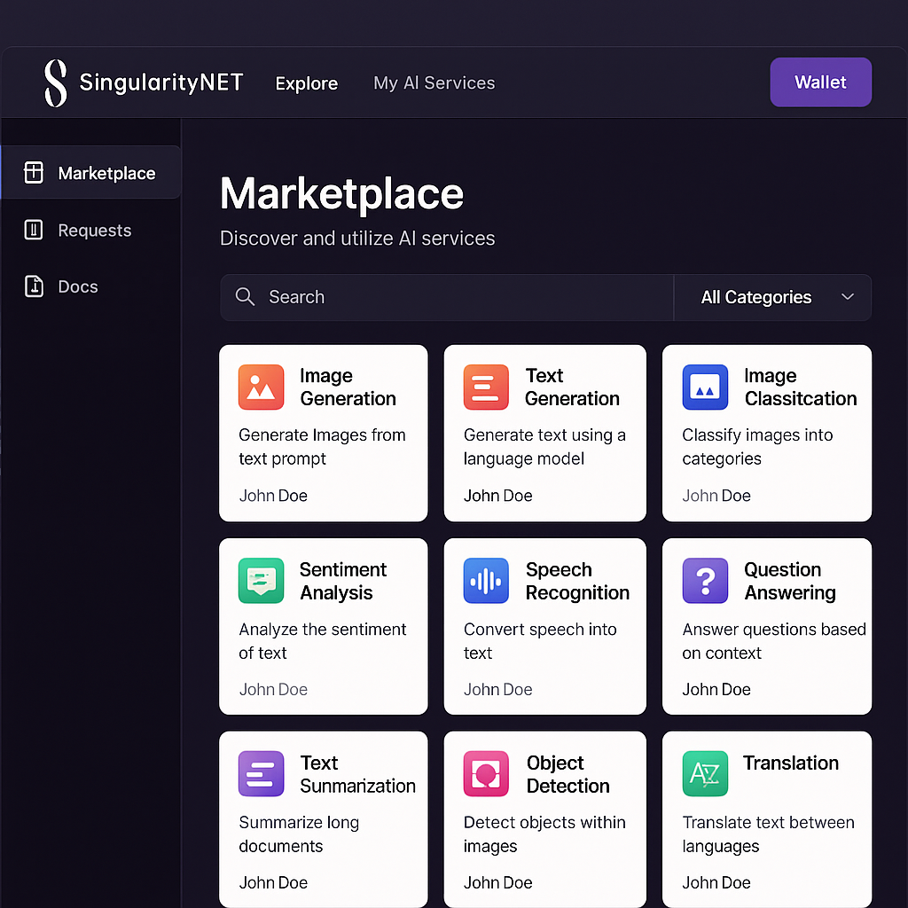 SingularityNET platform screenshot