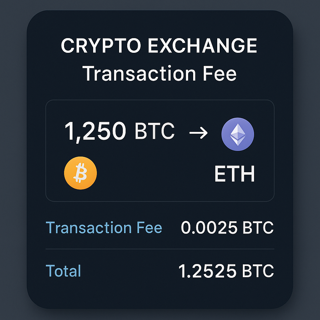 crypto exchange transaction fee screen