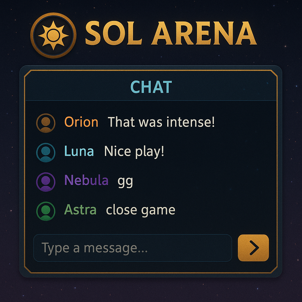 Sol Arena in-game chat interface