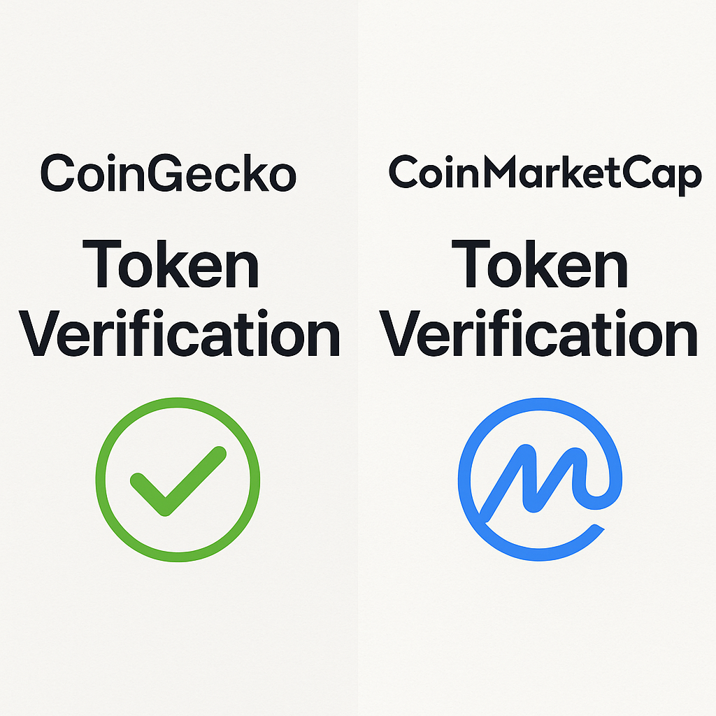 CoinGecko and CoinMarketCap token verification interface