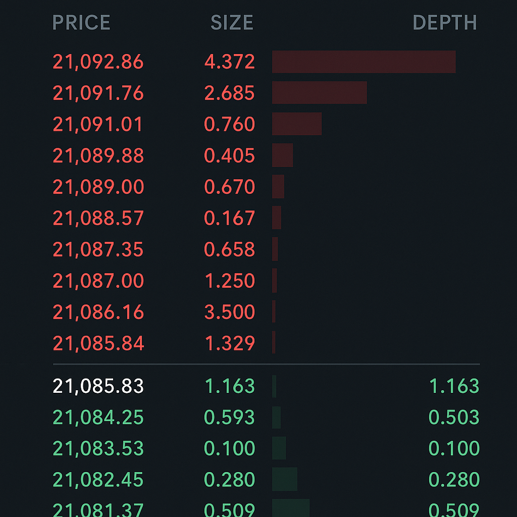 crypto exchange order book depth screenshot