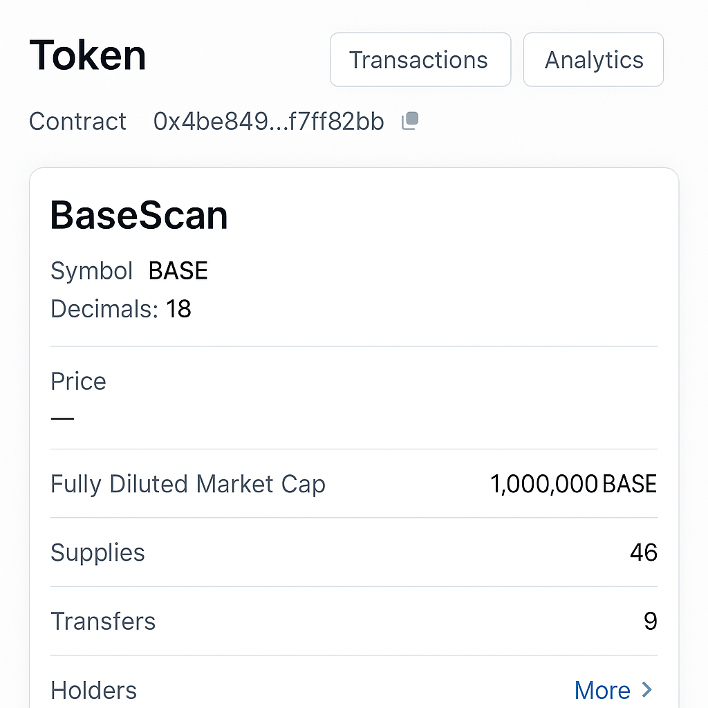 Basescan token contract page