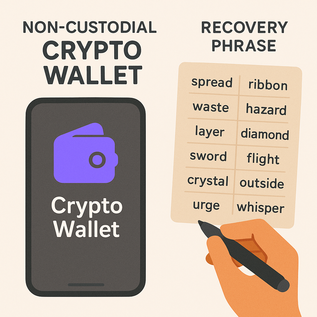 non-custodial crypto wallet setup and recovery phrase