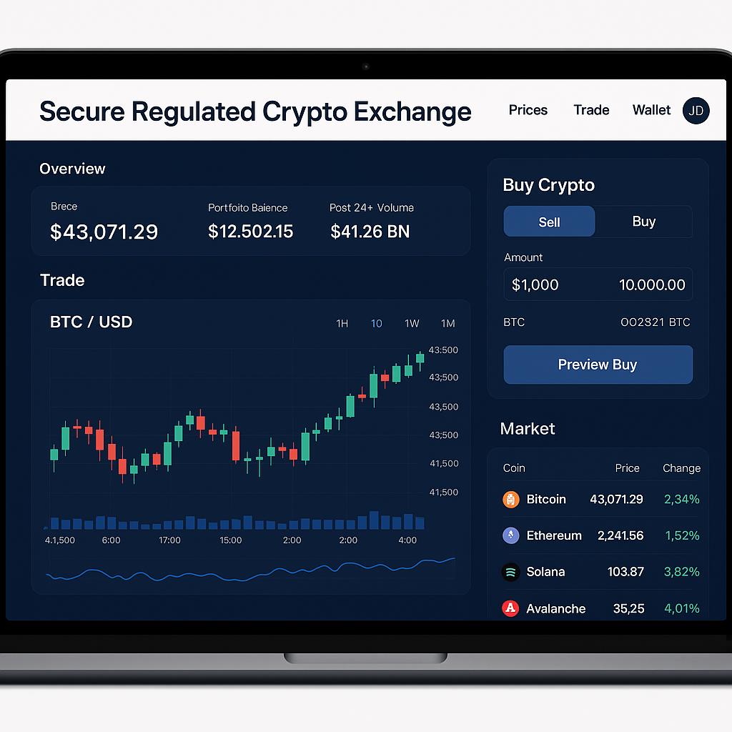 secure regulated crypto exchange interface screenshot 2025