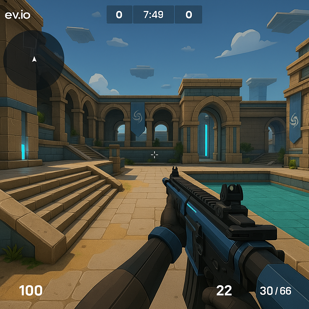 EV.IO browser FPS Solana game screenshot