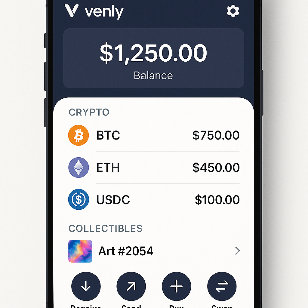 Venly wallet user interface