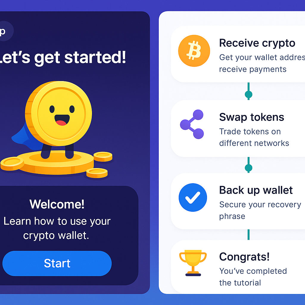 crypto onboarding interactive walkthrough gamified tutorial