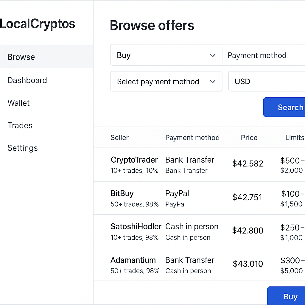 LocalCryptos trading interface