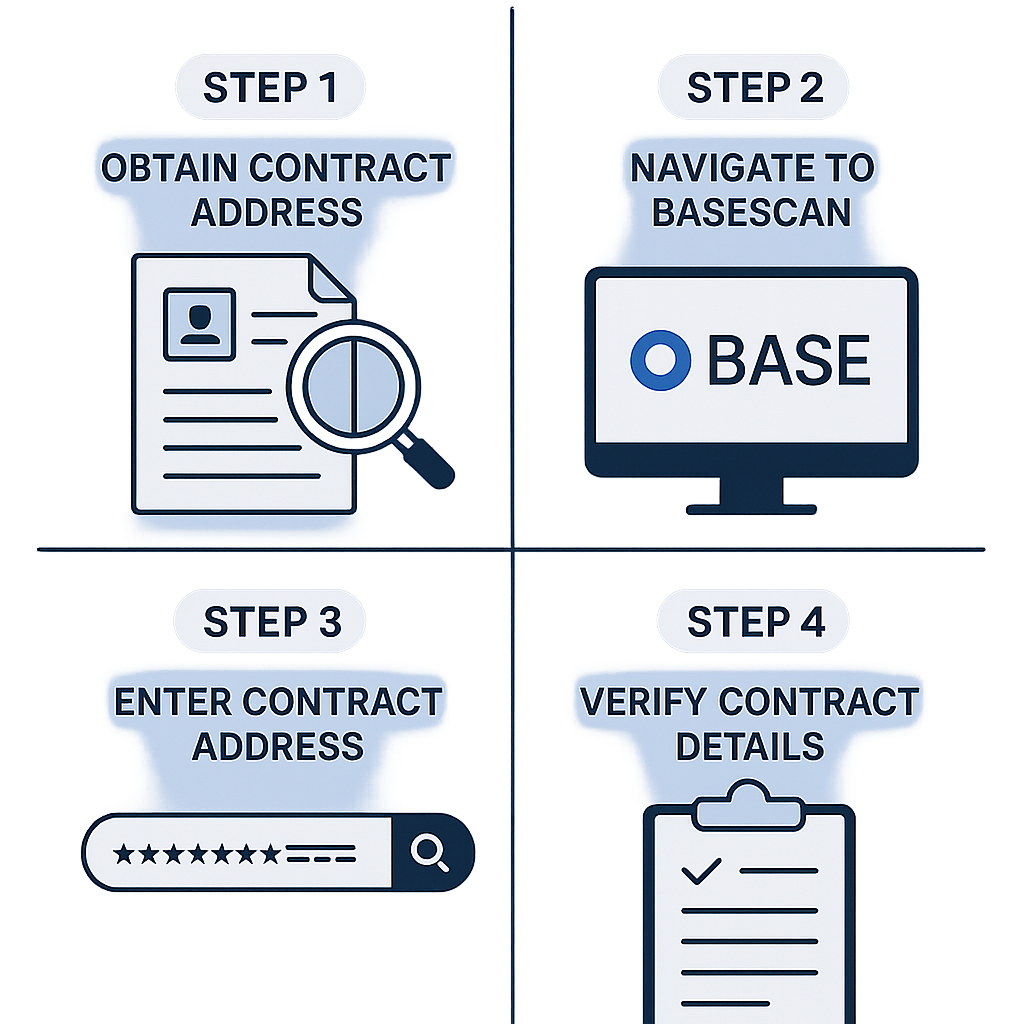 Infographic explaining how to check and verify a Base token contract address securely