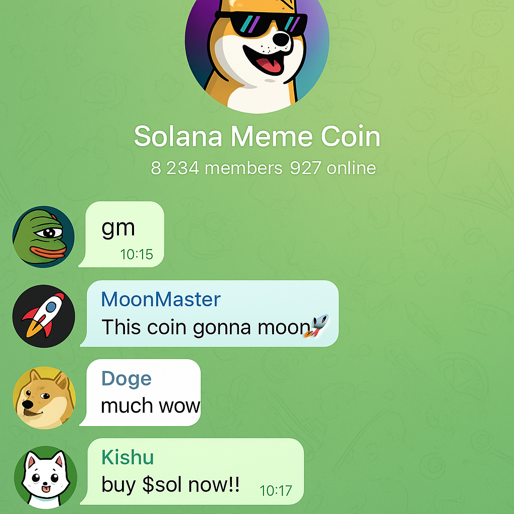 Solana meme coin Telegram group screenshot