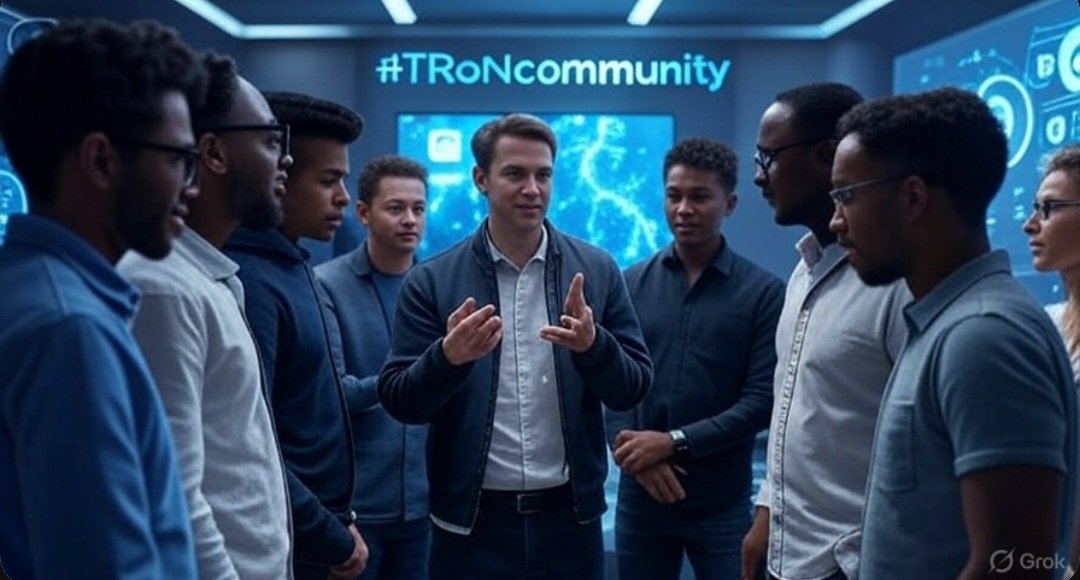 Tron blockchain logo and transaction speed illustration