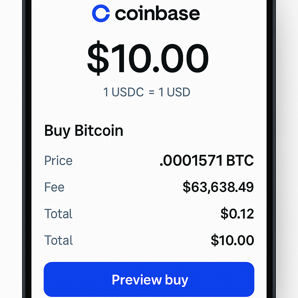 buying $10 Bitcoin on Coinbase