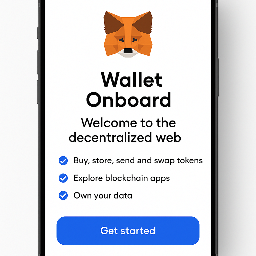 Coinbase app setup or MetaMask wallet onboarding