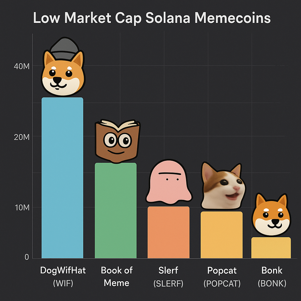 Low market cap Solana memecoins chart