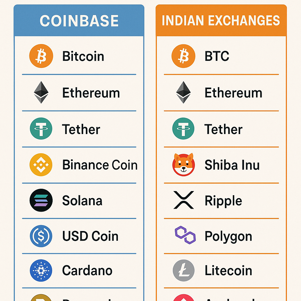 Coinbase vs Indian exchanges cryptocurrency listings