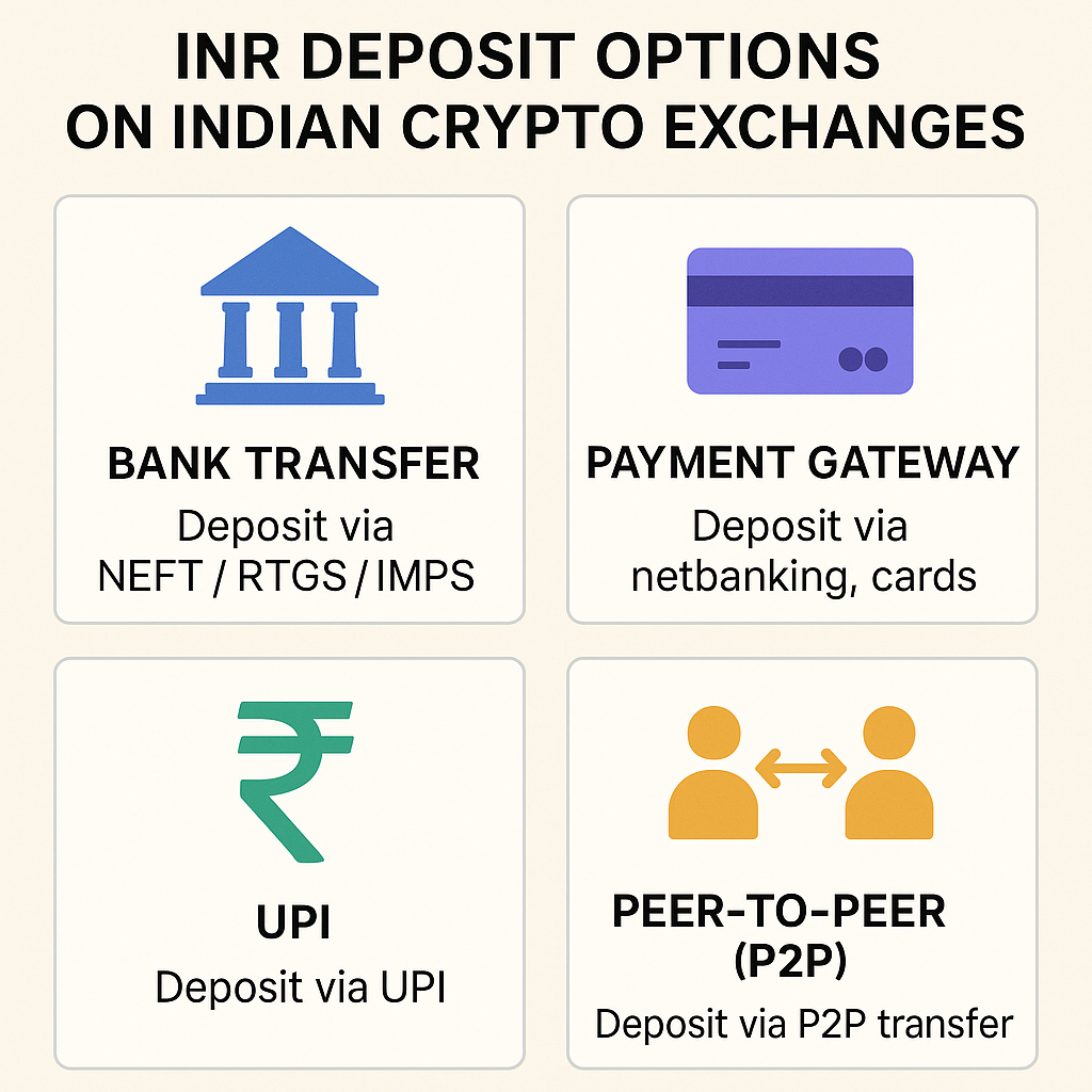 INR deposit options on Indian crypto exchanges