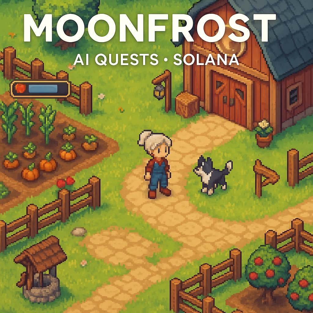 MoonfrostFarm AI Quests Solana game screenshot