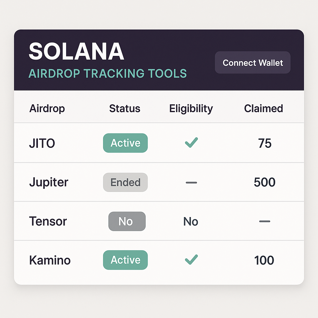 Solana airdrop tracking tools screenshot