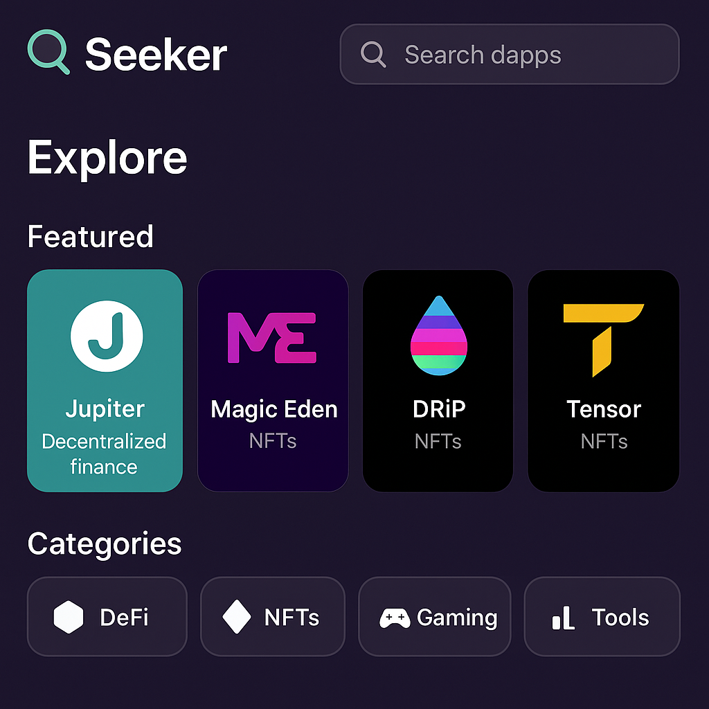 Solana Seeker dApp store screenshot