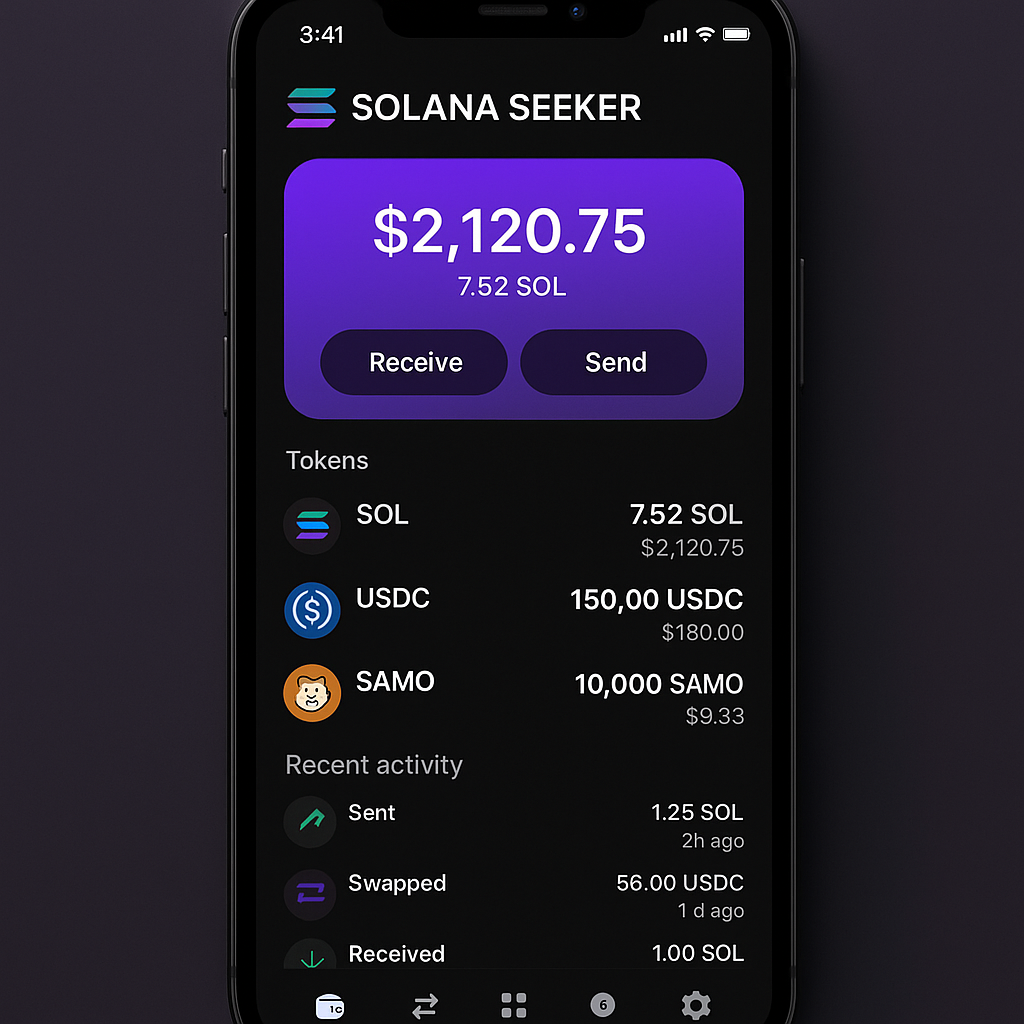 Solana Seeker phone onchain wallet interface