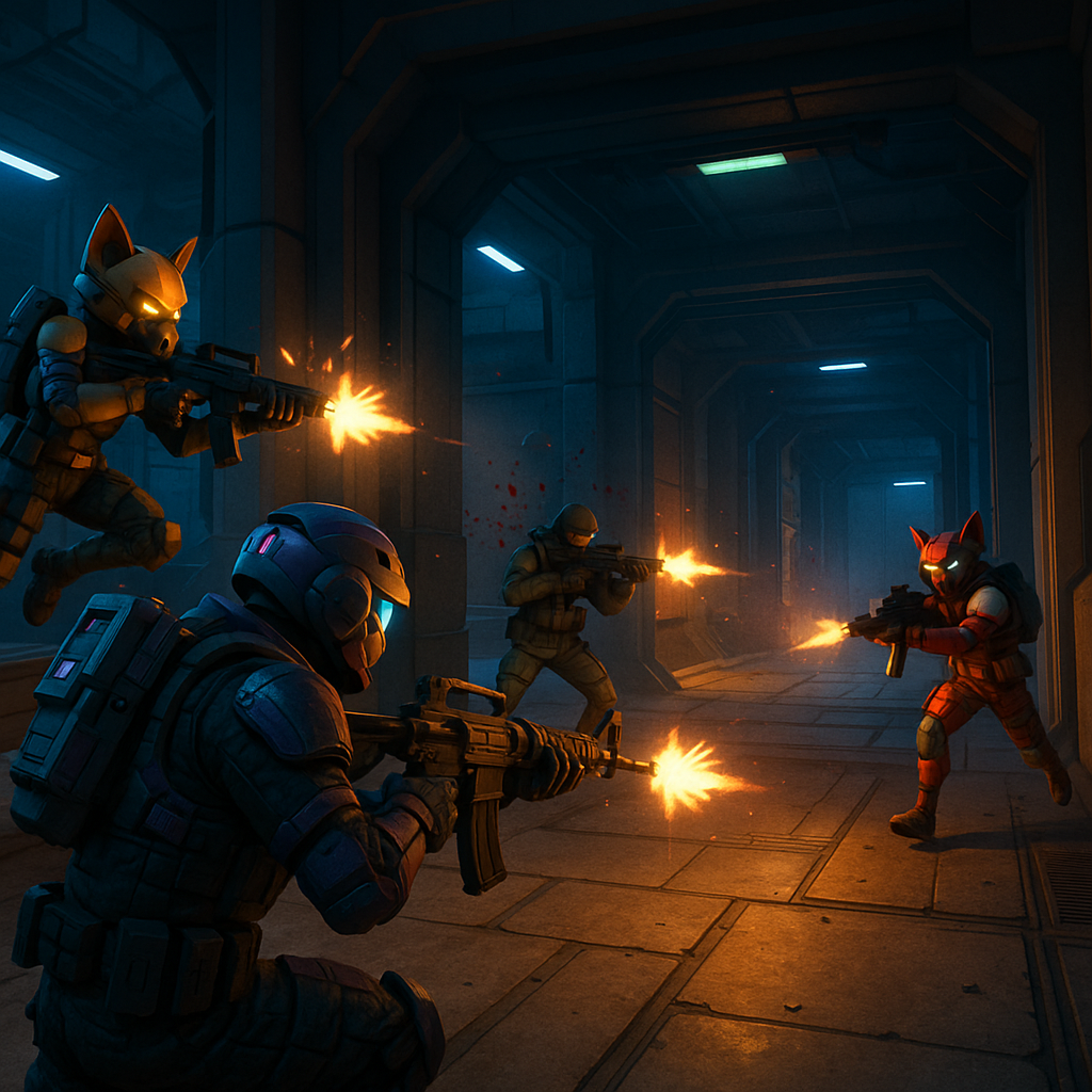 Intense in-game action from BR1: Infinite, Nyan Heroes, EV.IO, PlayEFAS, and Mini Royale: Nations, top Solana shooter games for 2025