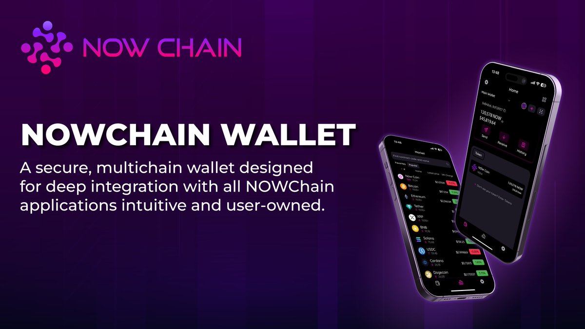 Screenshot of NOWChain Wallet multichain dashboard on a mobile device showing integrated crypto assets and user interface